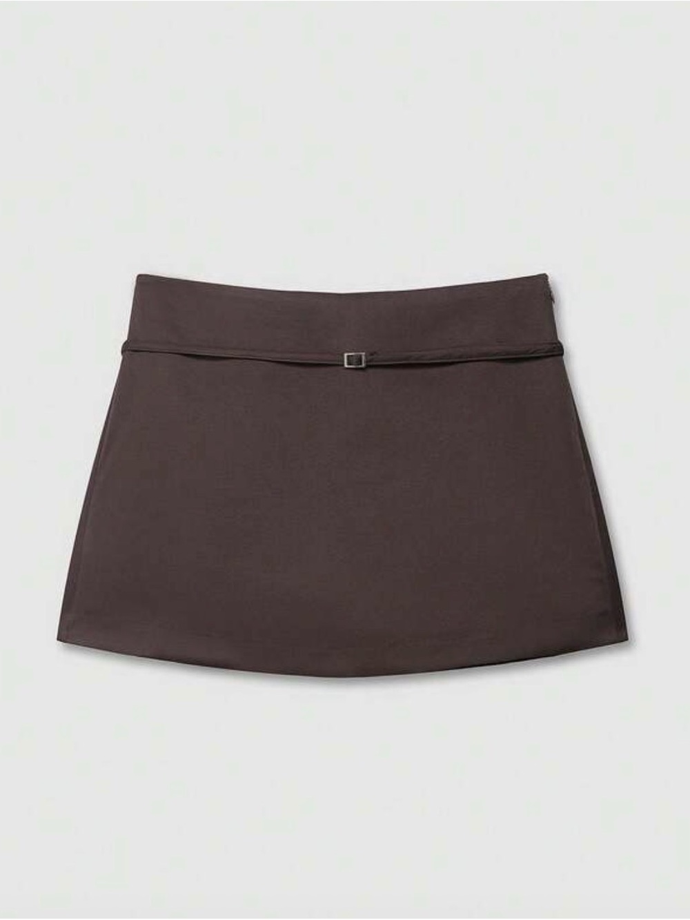 Women's Dark Brown Mini Skirt with Belt Detail